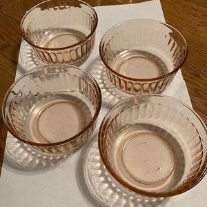 Set of 4 Vintage Depression Glass bowls by Fortecrisa (Mexico)